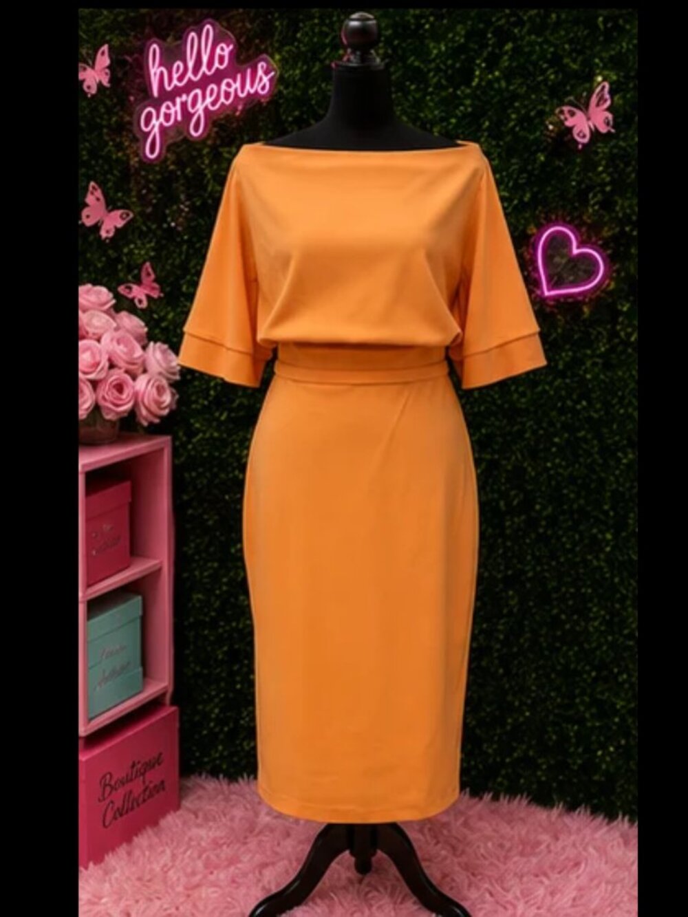 🧡 ORANGE MIDI DRESS